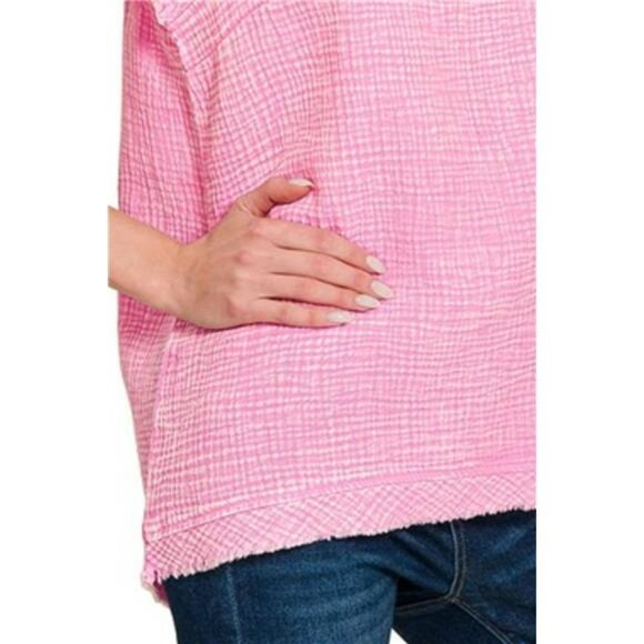 ✨NWT Zenana Double Gauze Raw Edge Acid Washed Tank - Picture 2 of 3